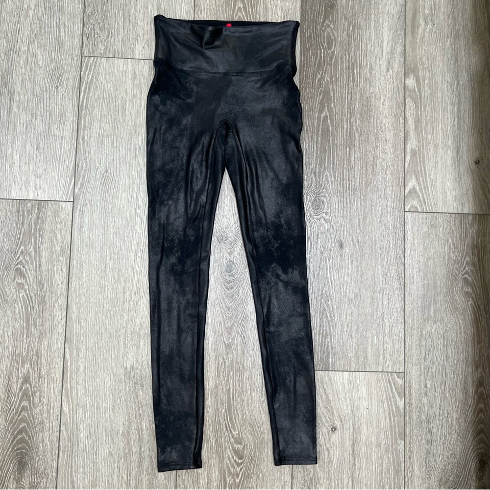 SPANX FAUX LEATHER HIGH RISE LEGGINGS BLACK SMALL